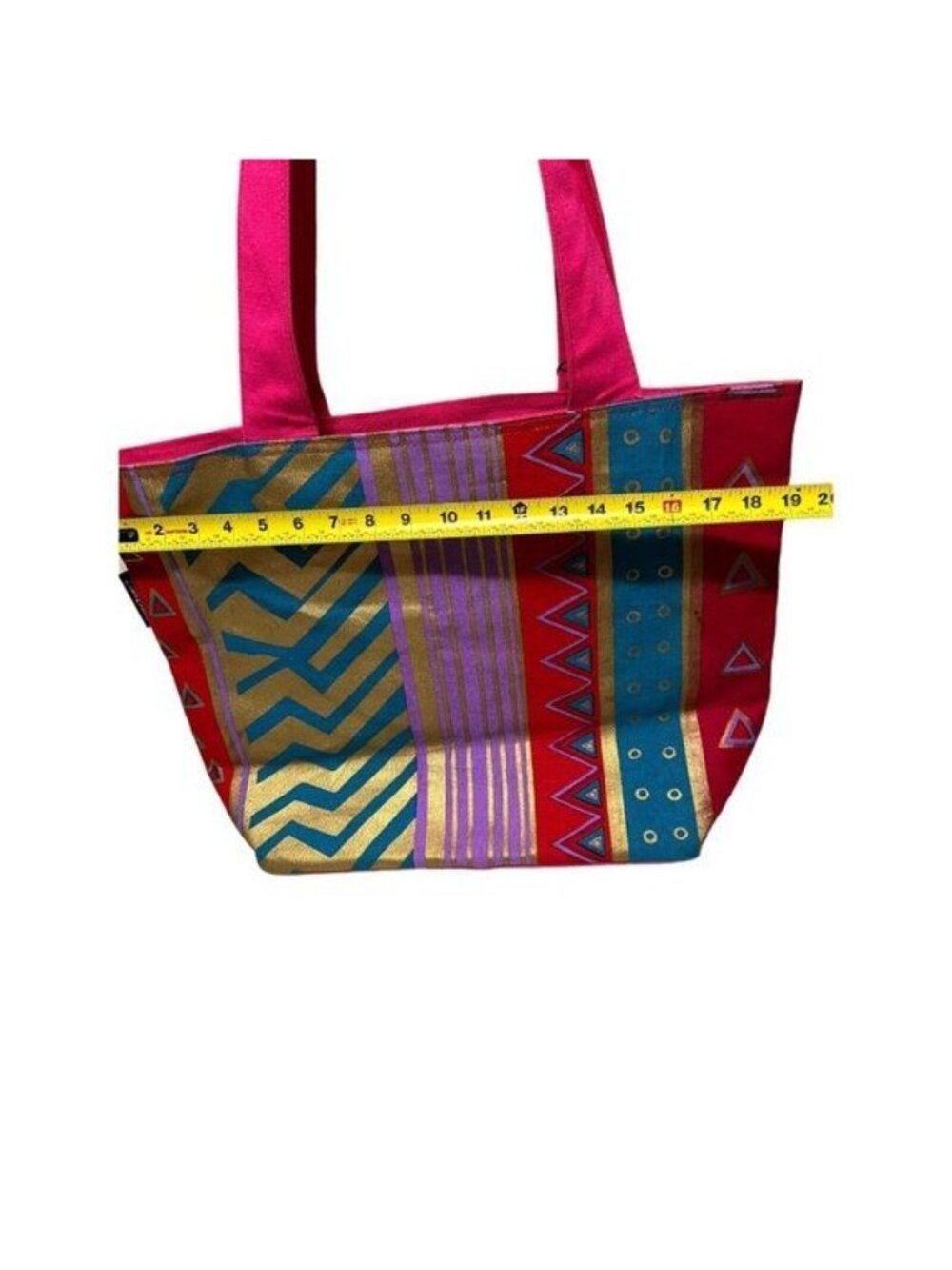 Laurel Burch Cat Geometric Large Shoulder Tote Bag Beaded Inner Pockets EUC - Picture 7 of 12